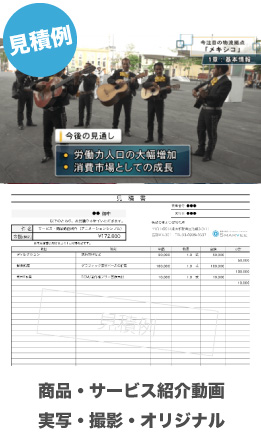 商品・サービス紹介動画|実写・撮影・オリジナル|見積例