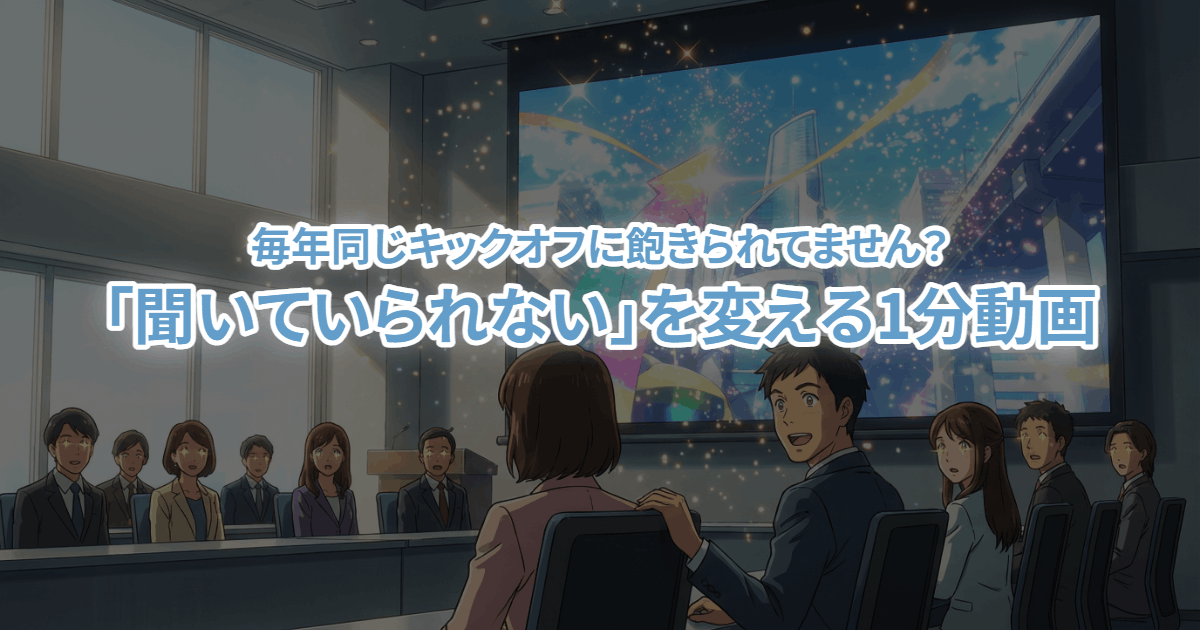 【毎年同じキックオフに飽きられてません？】「聞いていられない」を変える1分動画の話