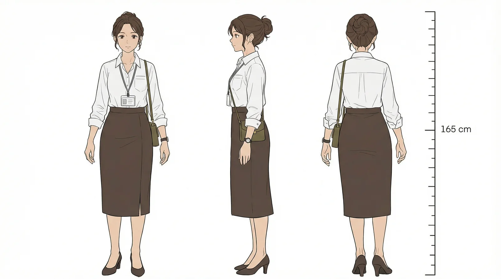 キャラの三面図(正面・横・後ろ)サンプル