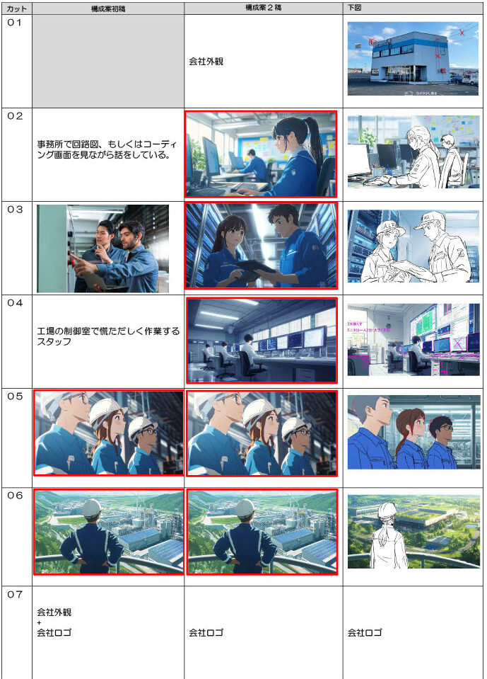 構成案から下図作成までの変遷